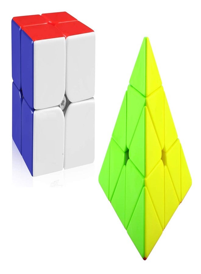 Authfort Cube Combo Set of 2 X 2 & Pyraminx Pyramid Triangle Speed Stickerless Magic Puzzle Cube (2 Pieces) - Image 1